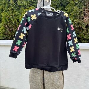 REXY Bandage Print Raglan Sweatshirt - Kids Size 8 - Black Streetwear